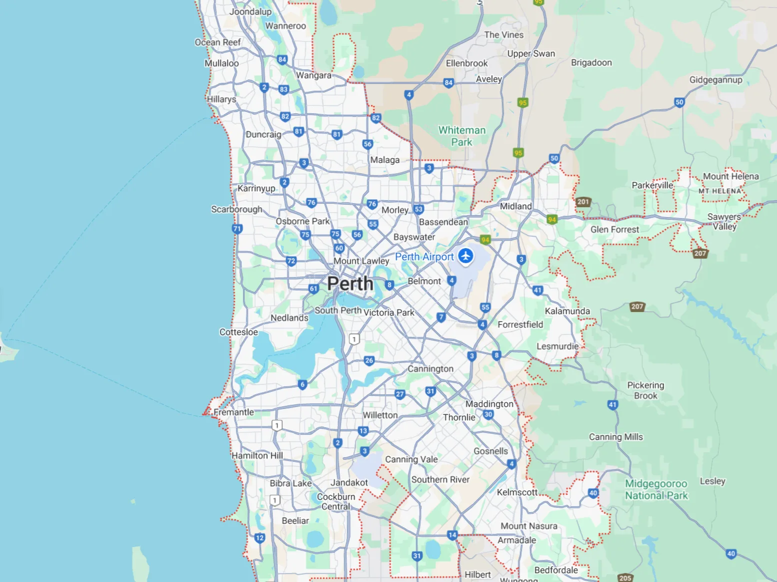 Map of Greater Perth
